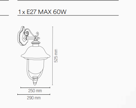 Applique per esterno IP44 in alluminio rame diffusore policarbonato rivolta in basso lampada 1XE27 non inclusa VENEZIA Applique per esterno IP44 in alluminio rame diffusore policarbonato rivolta in basso lampada 1XE27 non inclusa VENEZIA